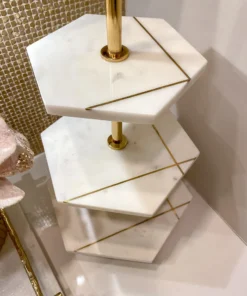 Inspire Me! Home Decor Three Tiered Marble Stand With Gold Inlay 12 Inspire Me! Home Decor Three Tiered Marble Stand With Gold Inlay