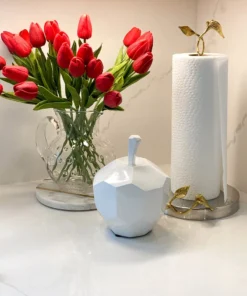 Inspire Me! Home Decor White Geometric Apple