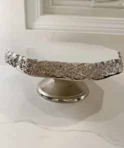 Inspire Me! Home Decor White Enameled Cake Stand With Metallic Edge (2 Colors) KITCHEN 18 Inspire Me! Home Decor White Enameled Cake Stand With Metallic Edge (2 Colors) KITCHEN