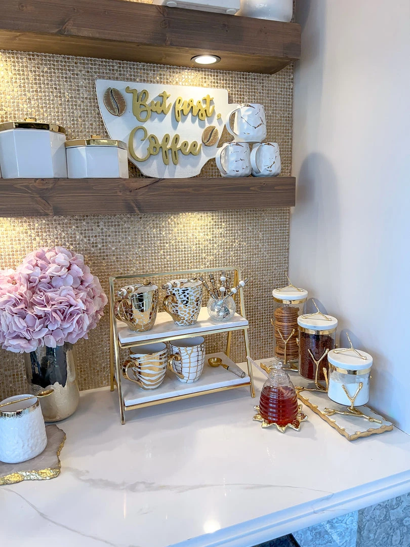 Inspire Me! Home Decor Two Tiered Marble Stand W/ Gold Frame 4 Inspire Me! Home Decor Two Tiered Marble Stand W/ Gold Frame