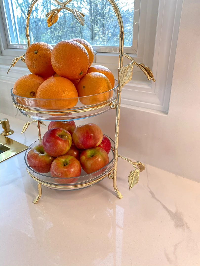 Inspire Me! Home Decor Two-Tiered Gold Leaf Serving Display 6 Inspire Me! Home Decor Two-Tiered Gold Leaf Serving Display