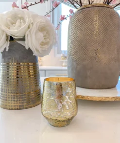 Inspire Me! Home Decor Metallic Gold And Silver Paloma Flower Scented Candle