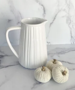 Inspire Me! Home Decor Mini Cream Velvet Decorative Pumpkin