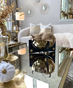 Inspire Me! Home Decor Gold Metal Bowl With Black Base (3 Sizes)