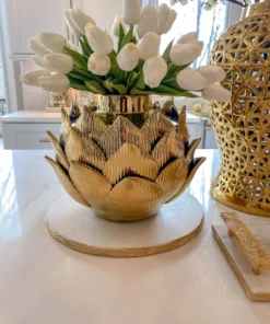 Inspire Me! Home Decor Gold Edged Round Marble Tray