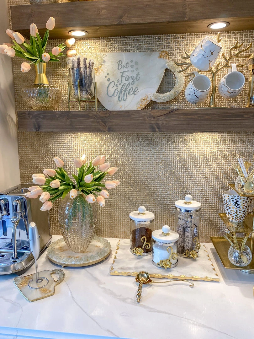 Inspire Me! Home Decor Gold Or Silver Metal Floral Glass Canisters With Marble Lid-With Metal Rim (3 Sizes) (2 Colors) 11 Inspire Me! Home Decor Gold Or Silver Metal Floral Glass Canisters With Marble Lid-With Metal Rim (3 Sizes) (2 Colors)