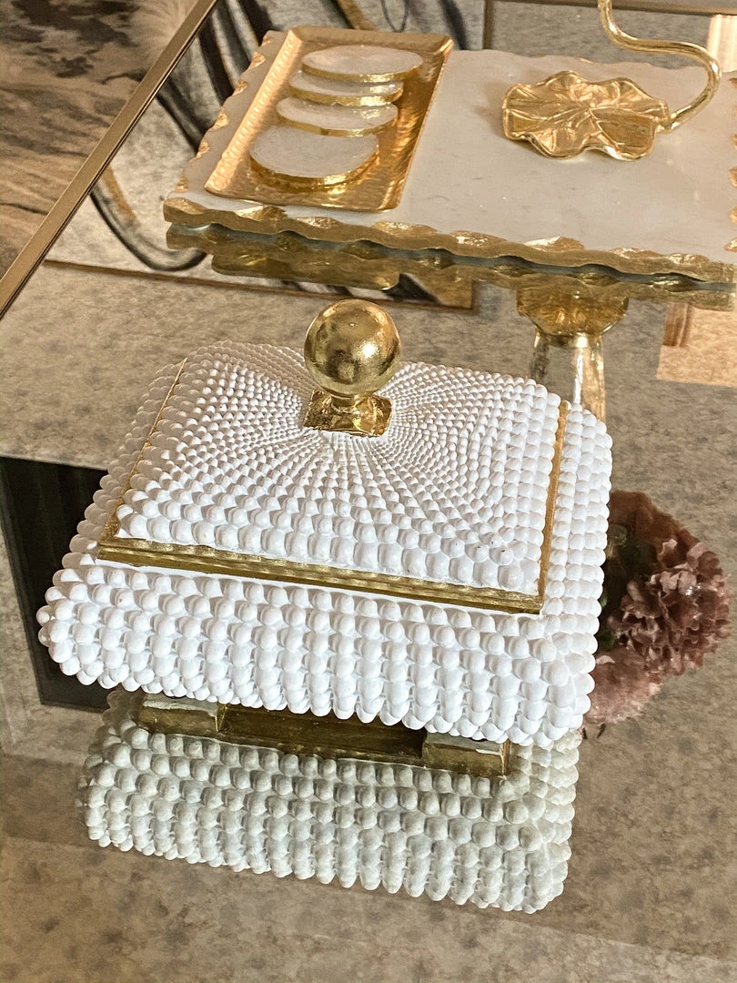 Inspire Me! Home Decor Cream Studded Box W/ Gold Detailing 8 Inspire Me! Home Decor Cream Studded Box W/ Gold Detailing