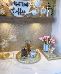 Inspire Me! Home Decor Hammered Glass Canister W/ Gold Leaf Lid (3 Sizes) 8 Inspire Me! Home Decor Hammered Glass Canister W/ Gold Leaf Lid (3 Sizes)