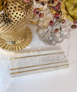 Inspire Me! Home Decor Marble Rectangle Tray With Gold Inlay
