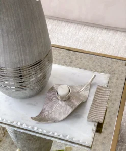 Inspire Me! Home Decor Silver Leaf Tea Light Holder