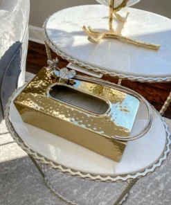 Inspire Me! Home Decor Gold & Silver Metal Tissue Box Cover With Floral Detail