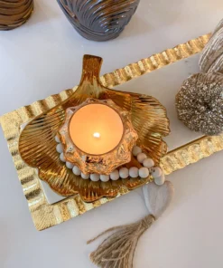 Inspire Me! Home Decor Gold Petal Leaf Tray