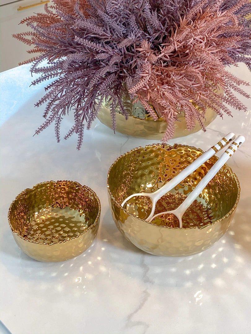 Inspire Me! Home Decor Hammered Porcelain Gold Bowl (2 Sizes) 5 Inspire Me! Home Decor Hammered Porcelain Gold Bowl (2 Sizes)