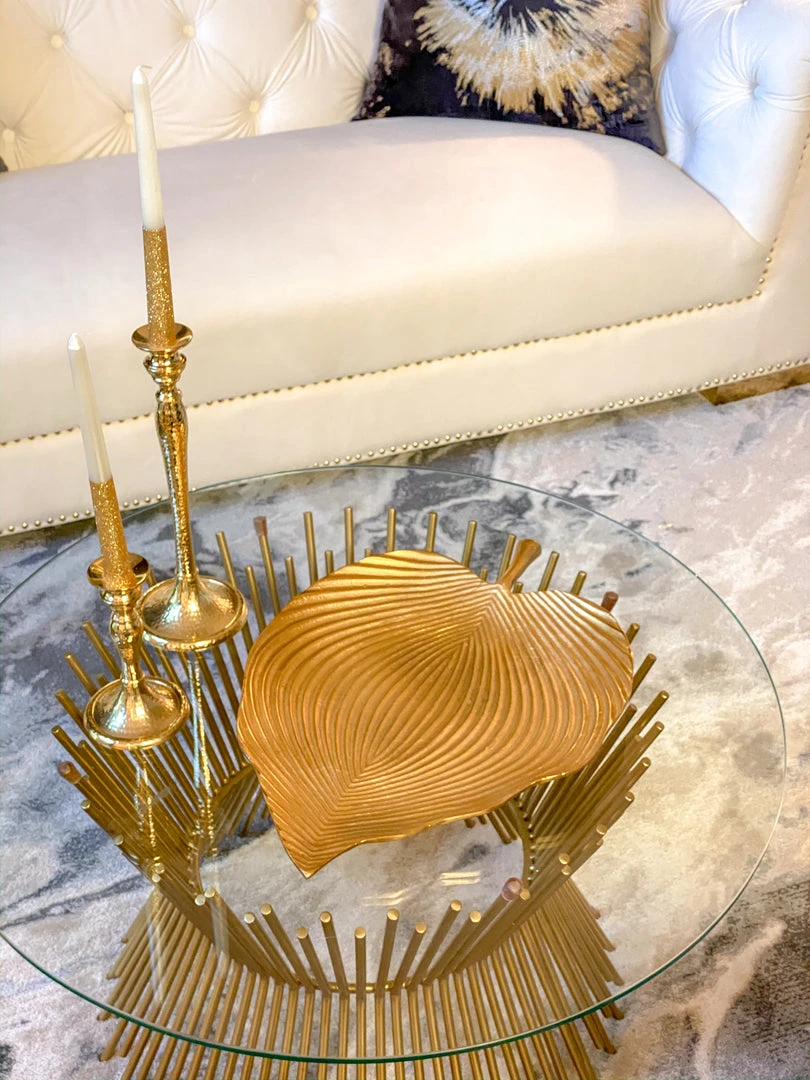 Inspire Me! Home Decor Large Gold Engraved Leaf Tray 3 Inspire Me! Home Decor Large Gold Engraved Leaf Tray