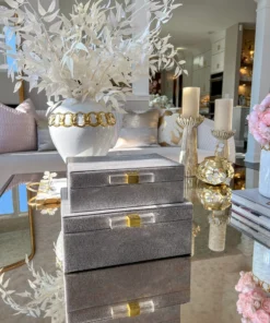 Inspire Me! Home Decor Set Of Decorative Wood Boxes With Acrylic & Gold Handle