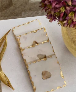 Inspire Me! Home Decor Marble Gold Edge Coaster Set With Agate Center