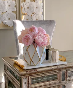 Inspire Me! Home Decor Geometric Gold And White Vase