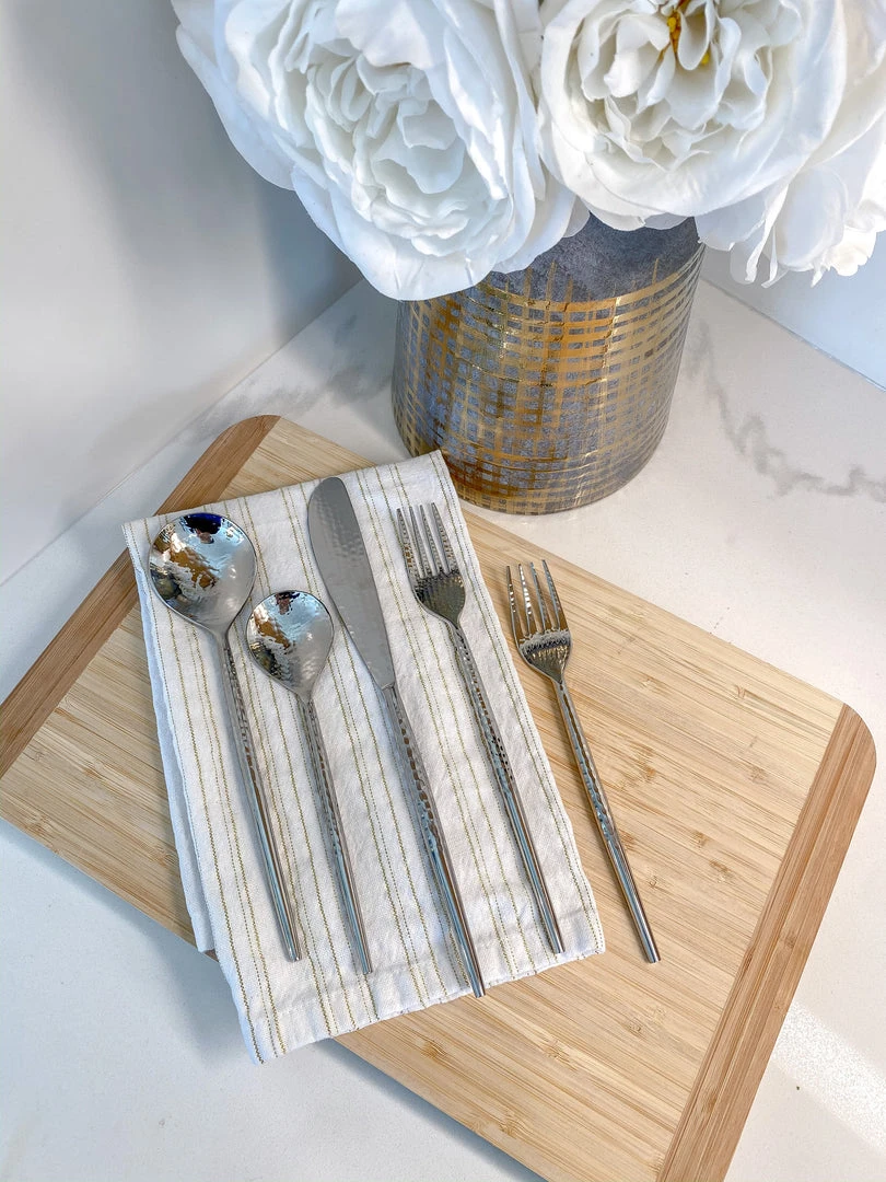 Inspire Me! Home Decor Silver Hammered Flatware Set 3 Inspire Me! Home Decor Silver Hammered Flatware Set