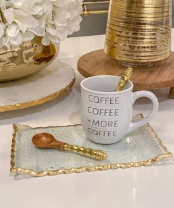 Inspire Me! Home Decor Gold Hammered Handle Wooden Tea Spoon (Set Of 4)
