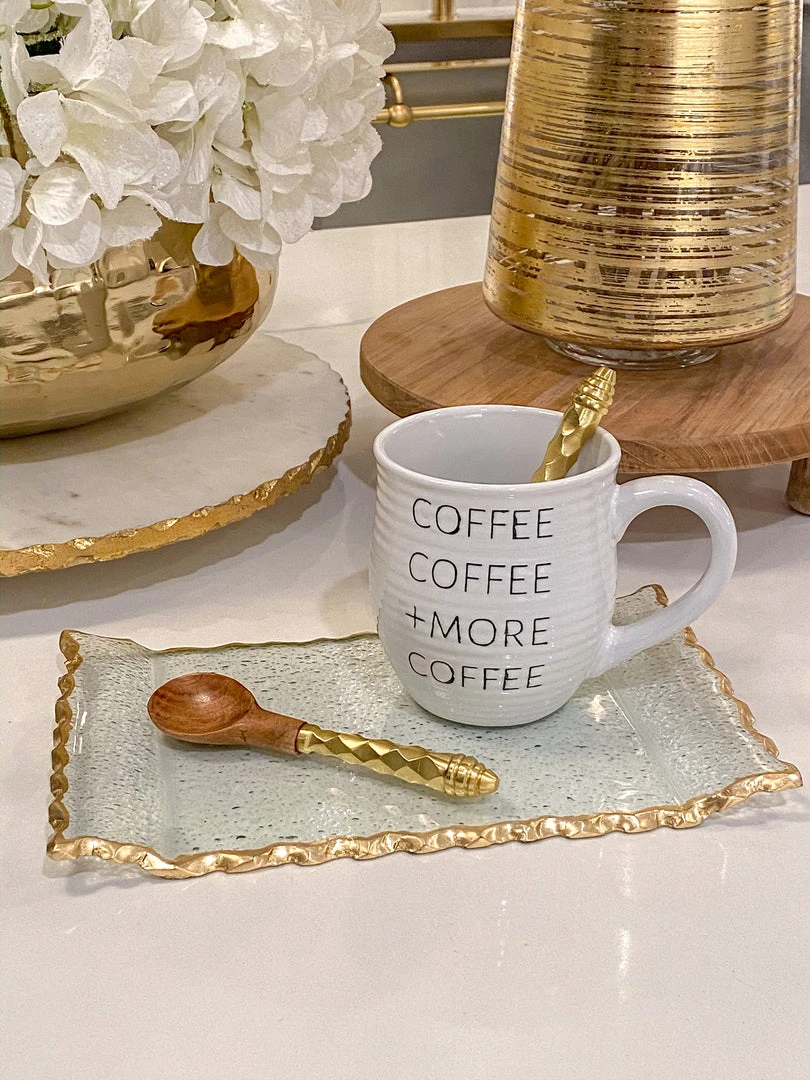 Inspire Me! Home Decor Gold Hammered Handle Wooden Tea Spoon (Set Of 4) 4 Inspire Me! Home Decor Gold Hammered Handle Wooden Tea Spoon (Set Of 4)