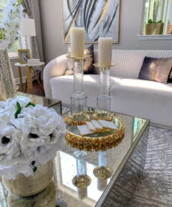 Inspire Me! Home Decor Glass Candle Holder With Gold Metal Floral Details (2 Sizes) 14 Inspire Me! Home Decor Glass Candle Holder With Gold Metal Floral Details (2 Sizes)