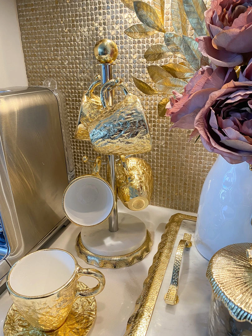 Inspire Me! Home Decor Coffee Mug Holder With Marble Base Gold 4 Inspire Me! Home Decor Coffee Mug Holder With Marble Base Gold