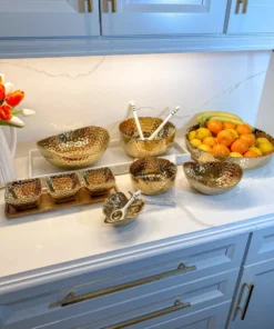 Inspire Me! Home Decor Gold Leaf Snack Bowl And Spoon Set 10 Inspire Me! Home Decor Gold Leaf Snack Bowl And Spoon Set