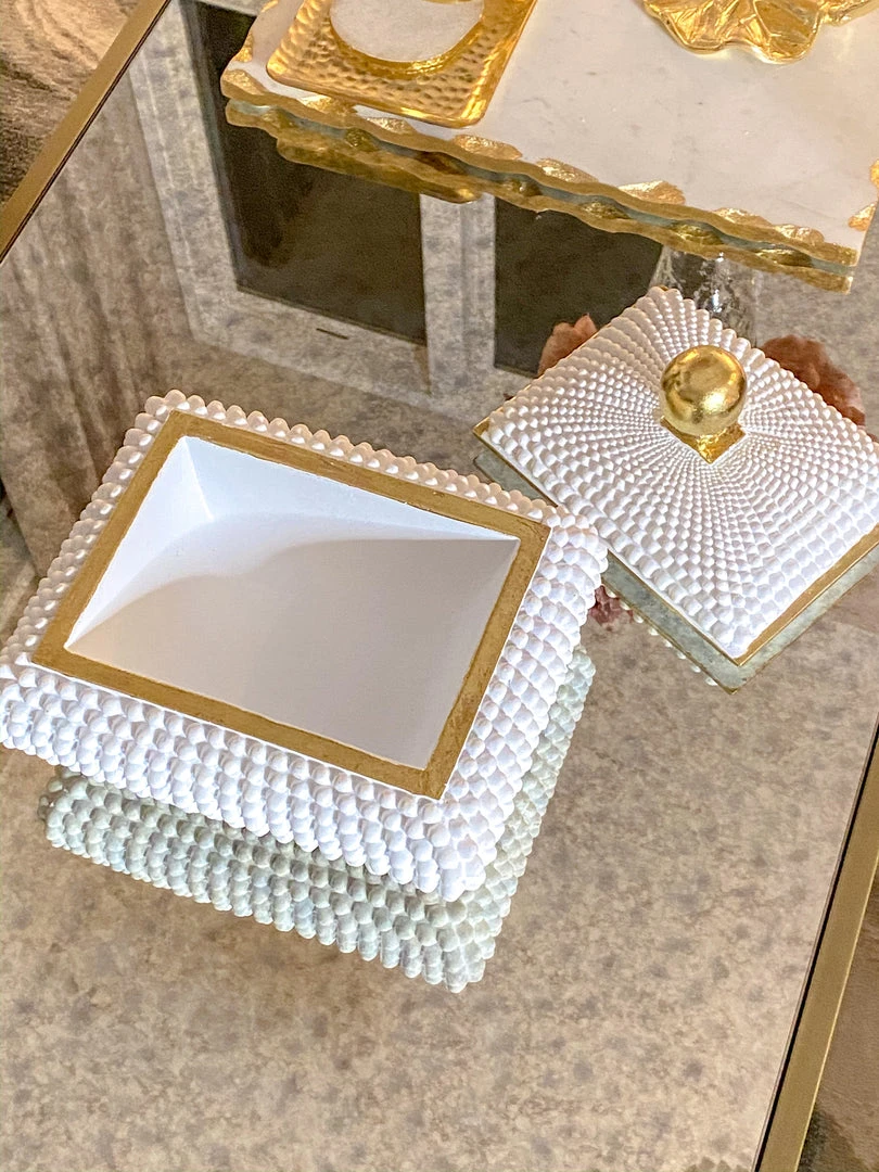Inspire Me! Home Decor Cream Studded Box W/ Gold Detailing 9 Inspire Me! Home Decor Cream Studded Box W/ Gold Detailing