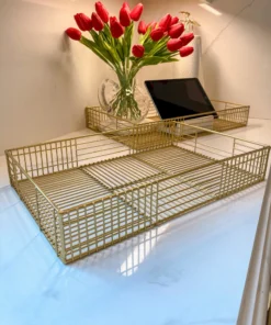 Inspire Me! Home Decor Gold Metal Organization Baskets (Set Of 2)