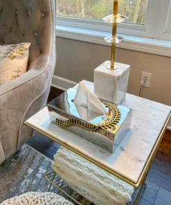 Inspire Me! Home Decor Gold & Silver Tissue Box Cover With Gold Leaf Design