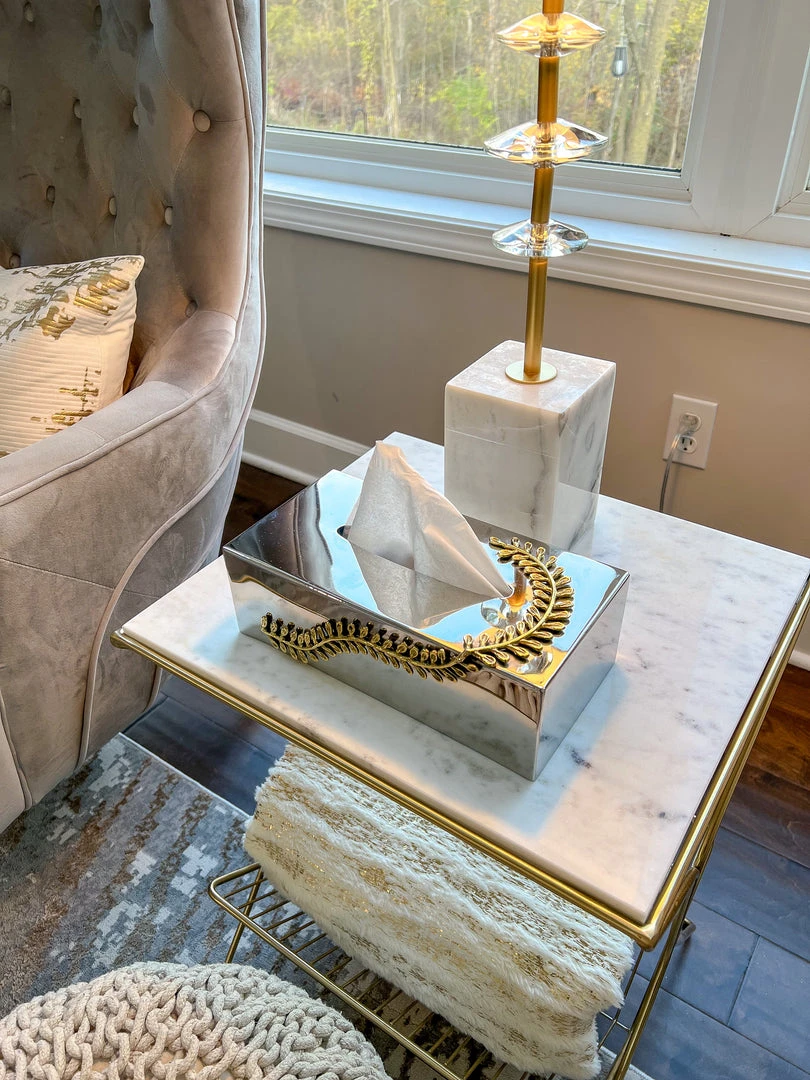 Inspire Me! Home Decor Gold & Silver Tissue Box Cover With Gold Leaf Design 3 Inspire Me! Home Decor Gold & Silver Tissue Box Cover With Gold Leaf Design