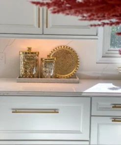 Inspire Me! Home Decor Gold Textured Ruffle Round Tray/Charger