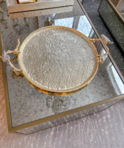 Inspire Me! Home Decor Large Gold Hammered Decorative Tray With Silver Birds