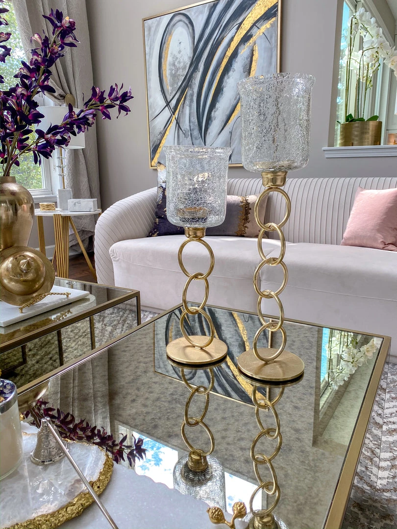 Inspire Me! Home Decor Crackled Glass Link Standing Candle Holder (2 Sizes) 3 Inspire Me! Home Decor Crackled Glass Link Standing Candle Holder (2 Sizes)