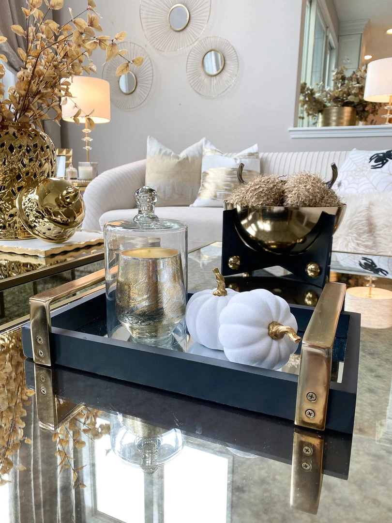 Inspire Me! Home Decor Black Mirror Tray With Gold Handles 3 Inspire Me! Home Decor Black Mirror Tray With Gold Handles