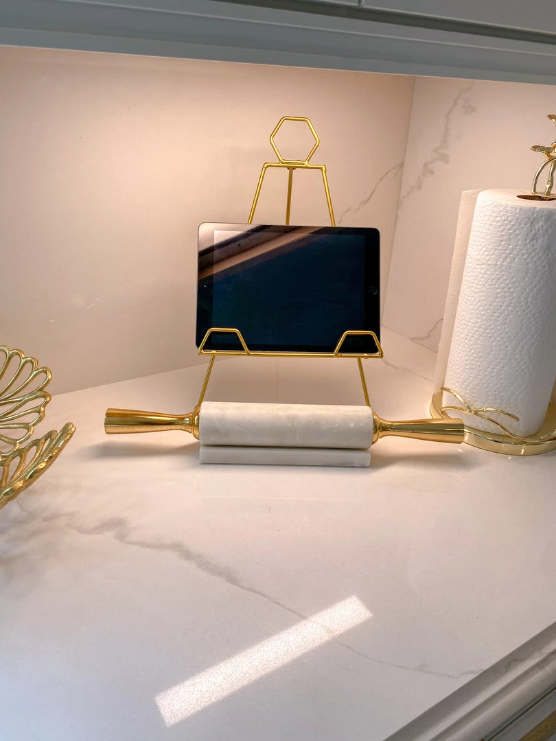 Inspire Me! Home Decor Distressed Gold Handle Marble Decorative Rolling Pin 5 Inspire Me! Home Decor Distressed Gold Handle Marble Decorative Rolling Pin