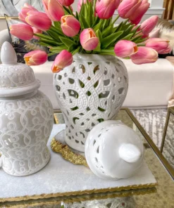 Inspire Me! Home Decor White Beaded Ginger Jar