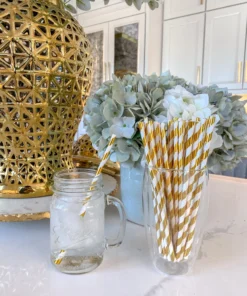Inspire Me! Home Decor Gold Paper Straws ( 2 Patterns Available ) 8 Inspire Me! Home Decor Gold Paper Straws ( 2 Patterns Available )