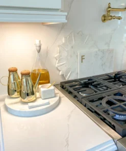 Inspire Me! Home Decor Round Marble Tray With Handle Grooves 7 Inspire Me! Home Decor Round Marble Tray With Handle Grooves