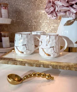 Inspire Me! Home Decor Metallic Gold Marble Print Mug With Hammered Texture 9 Inspire Me! Home Decor Metallic Gold Marble Print Mug With Hammered Texture
