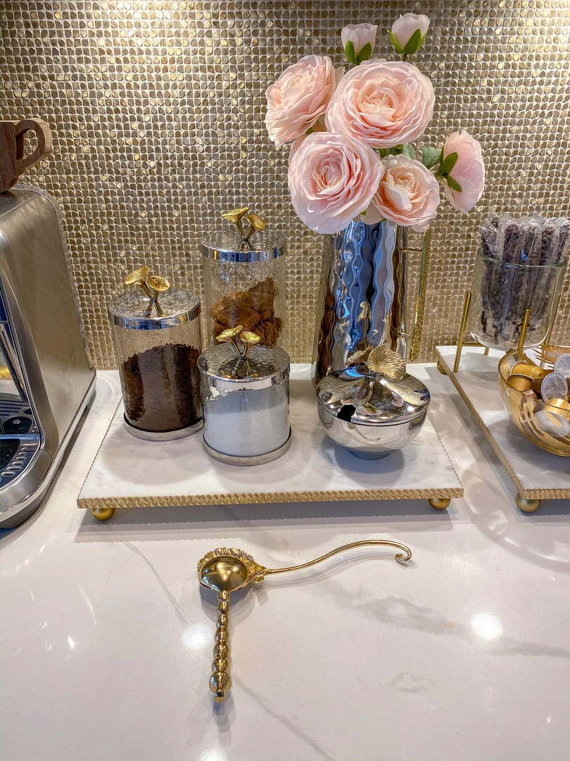 Inspire Me! Home Decor Silver And Gold Flower Top Canister (3 Sizes) 8 Inspire Me! Home Decor Silver And Gold Flower Top Canister (3 Sizes)