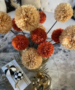 Inspire Me! Home Decor Small Striped Ceramic Pumpkin With Gold Stem