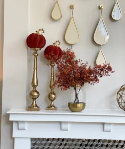 Inspire Me! Home Decor Burnt Orange Velvet Decorative Pumpkin With Gold Stem