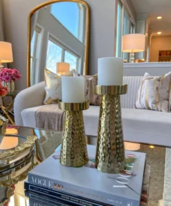 Inspire Me! Home Decor Hammered Gold Metal Candle Holder (2 Sizes)