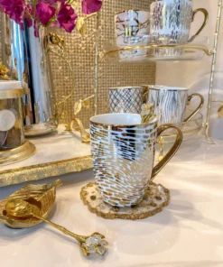 Inspire Me! Home Decor 16 Oz. Abstract Gold Pattern Print Mugs - (6 Designs)