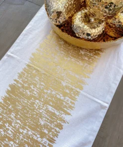 Inspire Me! Home Decor Gold Foil Patterned Table Runner