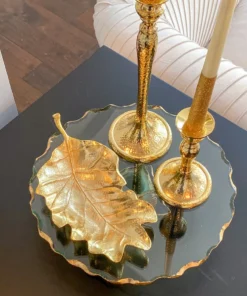 Inspire Me! Home Decor Stacked Glass Cake Stand With Textured Gold Rim (2 Sizes ) 29 Inspire Me! Home Decor Stacked Glass Cake Stand With Textured Gold Rim (2 Sizes )