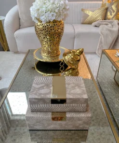 Inspire Me! Home Decor Set Of 2 Gray Snakeskin Print Boxes