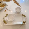 Inspire Me! Home Decor White Ceramic Tray With Serving Bowls And Gold Leaf 2 Inspire Me! Home Decor White Ceramic Tray With Serving Bowls And Gold Leaf