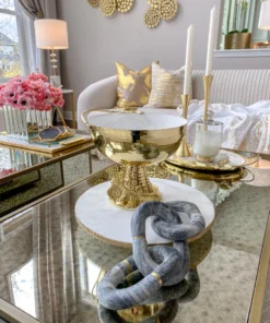 Inspire Me! Home Decor Charcoal Grey Marble Hexagon Coasters W/ Gold Edge